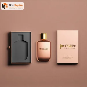 Custom printed perfume two piece rigid box with foam insert and luxury finish by Box Squire