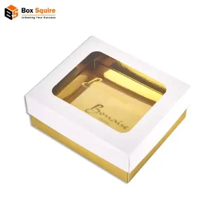 Custom cardboard window boxes with full-color branding, manufactured by Box Squire.