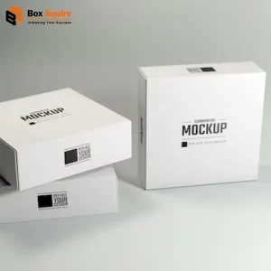 Custom printed white cardboard drawer boxes manufactured by Box Squire.