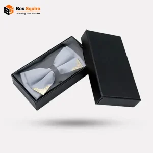 Custom printed two piece tie boxes from Box Squire, featuring a luxury gift box design for neckties.