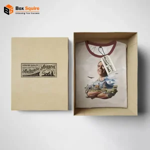 Custom printed t-shirt two piece packaging box from Box Squire for retail and brand presentation.