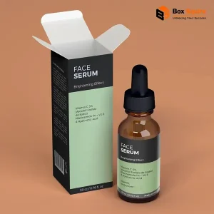 Custom printed 200ml tuck bottle boxes by Box Squire, showcasing a premium cosmetic or sample product package with a secure lock-bottom tab.