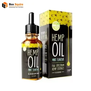 Custom printed hemp oil boxes by Box Squire with premium finishes and secure, eco-friendly design.
