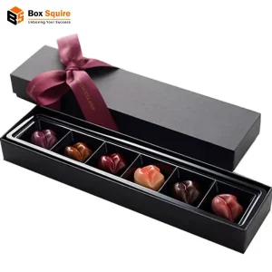 Custom chocolate two piece rigid boxes with vibrant printing by Box Squire
