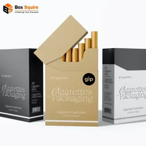 Custom printed unique style cigarette boxes with matte finish and embossed logo manufactured by Box Squire.