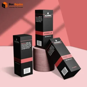 Custom printed lip balm tuck boxes by Box Squire with vibrant branding and logo.