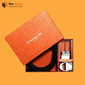 Premium rigid box for belts from Box Squire branding in two piece style