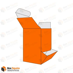 A custom gravity dispenser box manufactured by Box Squire, showing product visibility and easy dispensing functionality.